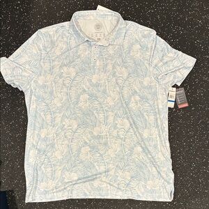 Men's Light Blue Floral Polo Shirt